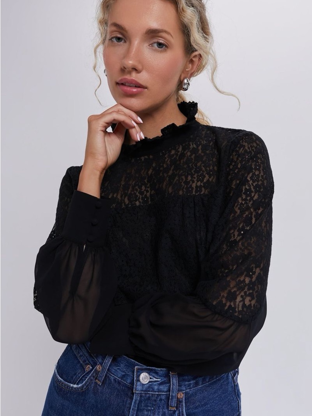 Tuckernuck Black Lace Rosalee Blouse